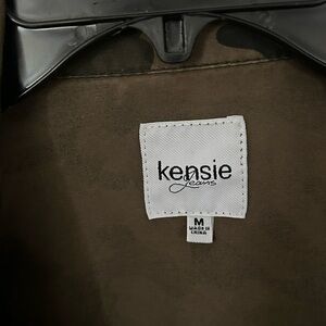 Kensie cinch waist camo jacket with bling